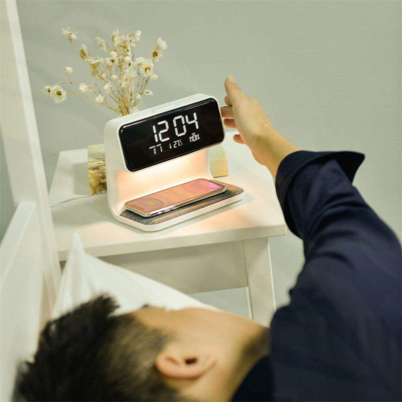 Wireless Charging Night Light and Multifunctional Alarm Clock