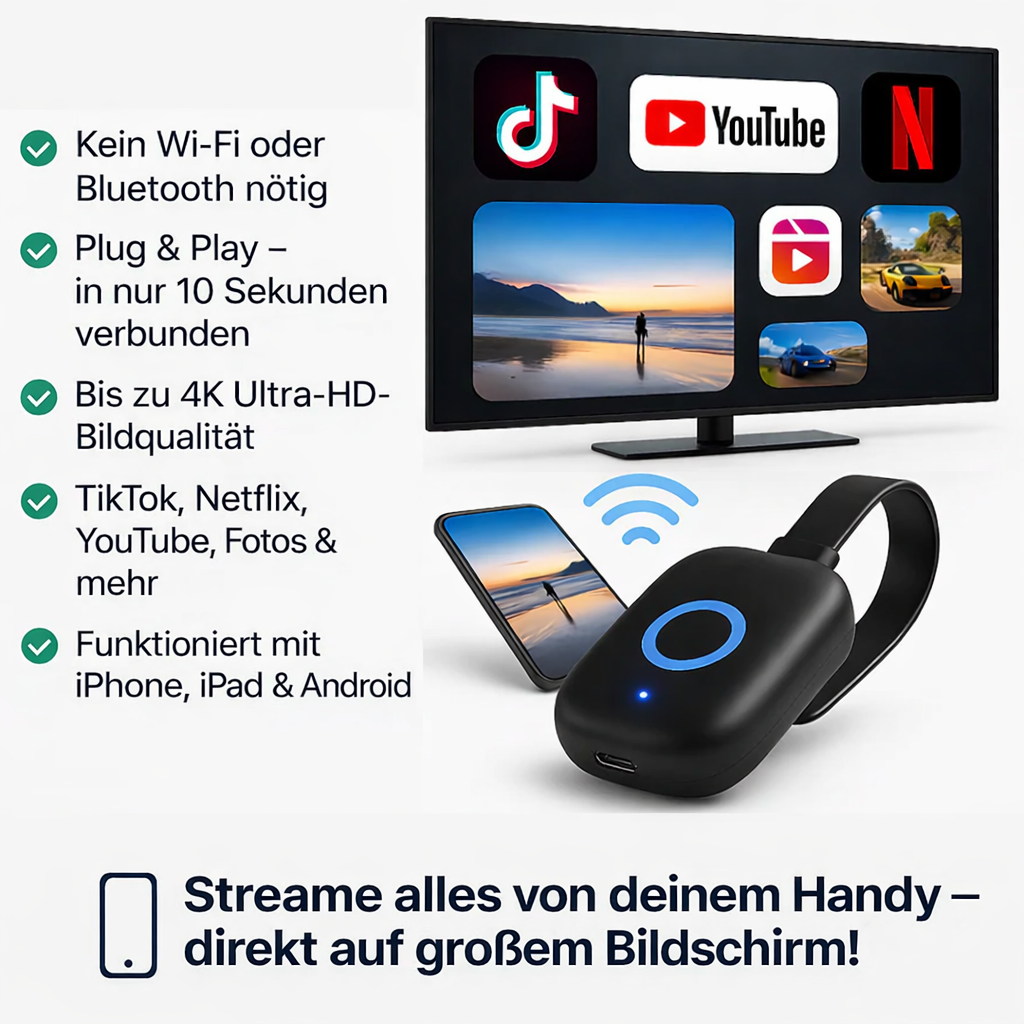 Wireless Display Receiver Adapter | HDMI Plug-and-Play Streaming Gadget | StreamLink