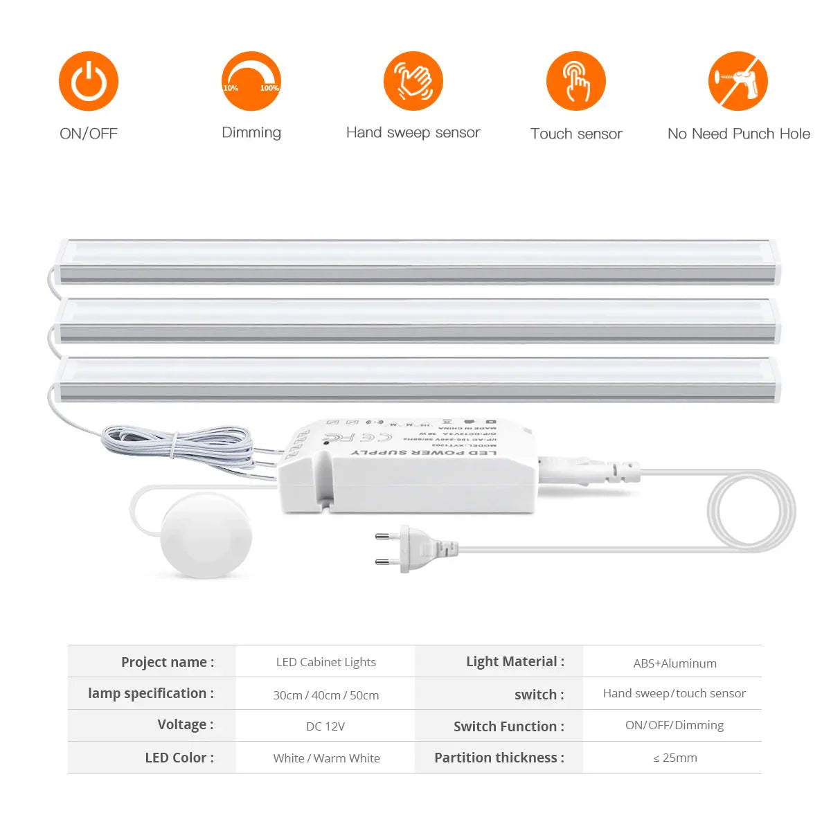 Under-Cabinet LED Light with Sensor – Touchless and Dimmable