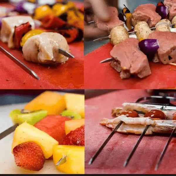 Stainless Steel BBQ Skewer | Double-Tine Design | Slide Scraper for Easy Cleaning | SpießPro