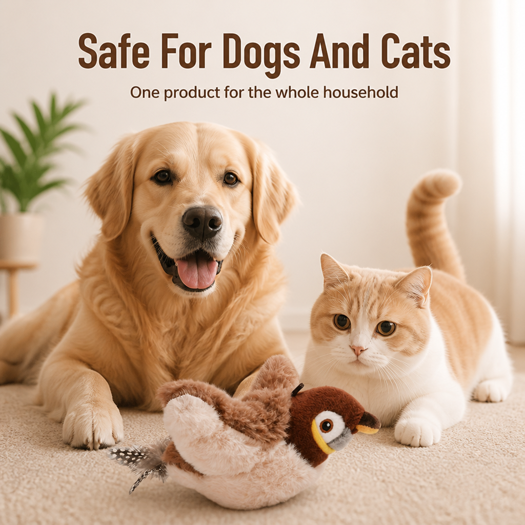 Touch-Activated Chirping Plush Cat Toy (Indoor)