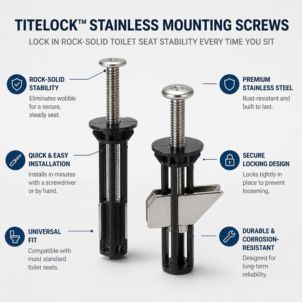 TiteLock™ Stainless Mounting Screws — Lock In Rock-Solid Toilet Seat Stability Every Time You Sit