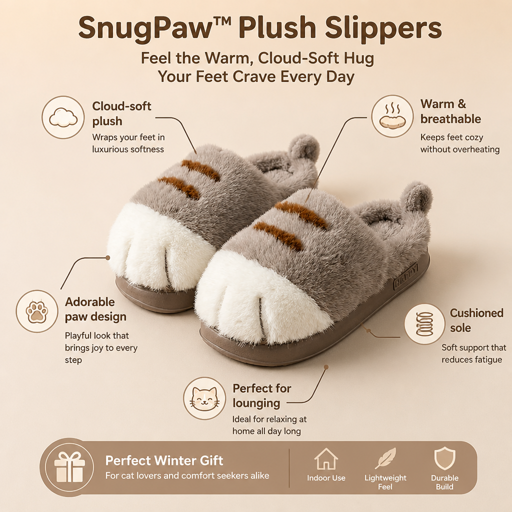 SnugPaw™ Plush Slippers — Feel the Warm, Cloud-Soft Hug Your Feet Crave Every Day