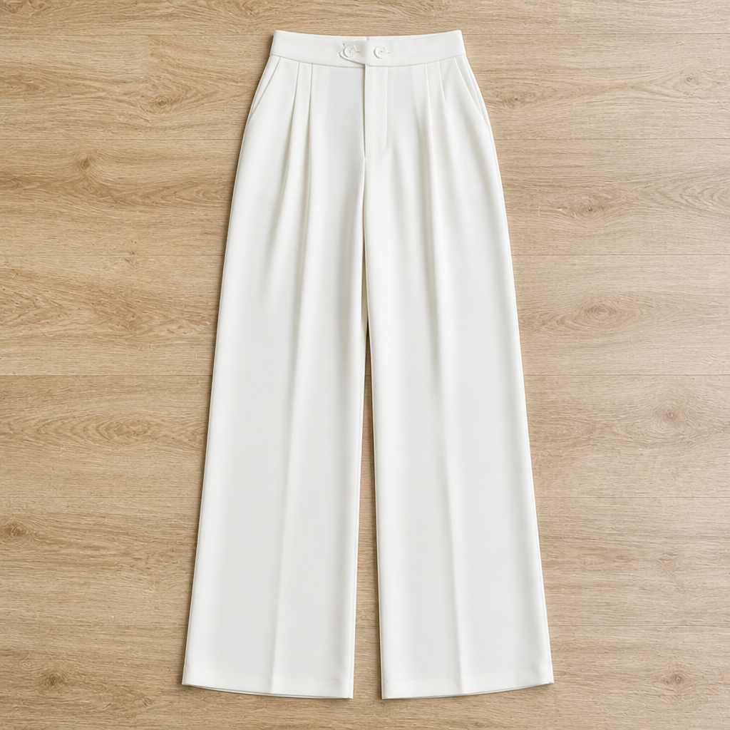 VivaLume™ – High-Waist Pleated Wide-Leg Trousers with Button Waist Detail