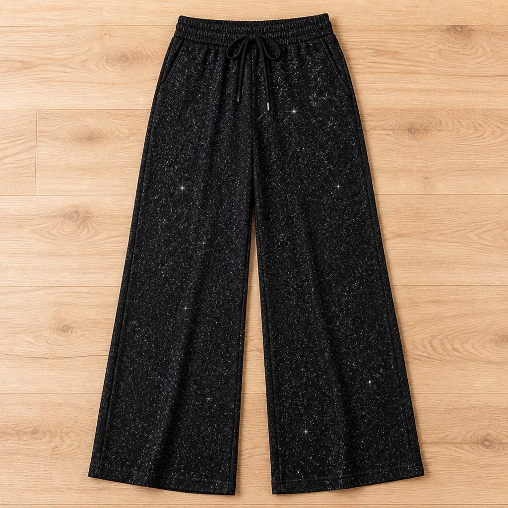 Brillique™ – Sparkling Wide-Leg Sequin Pants with Elastic Drawstring Waist