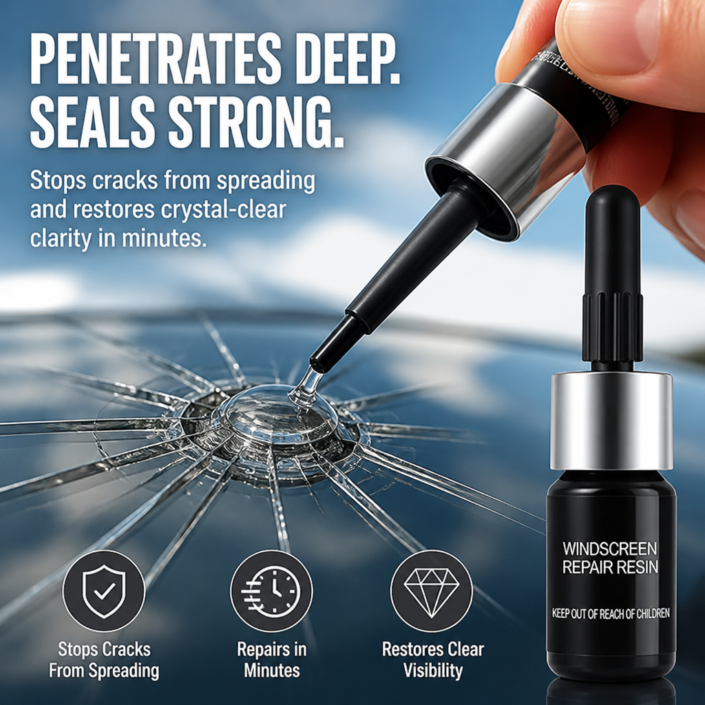CrystalGuard™ Repair Kit — Clear, Strong Glass That Stops Cracks Cold in Minutes