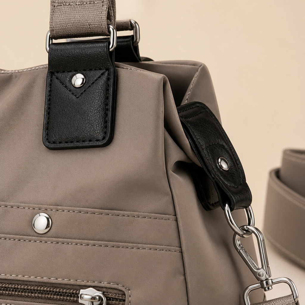 VeroStride™ – Soft Nylon Shoulder Bag with Detachable Crossbody Strap