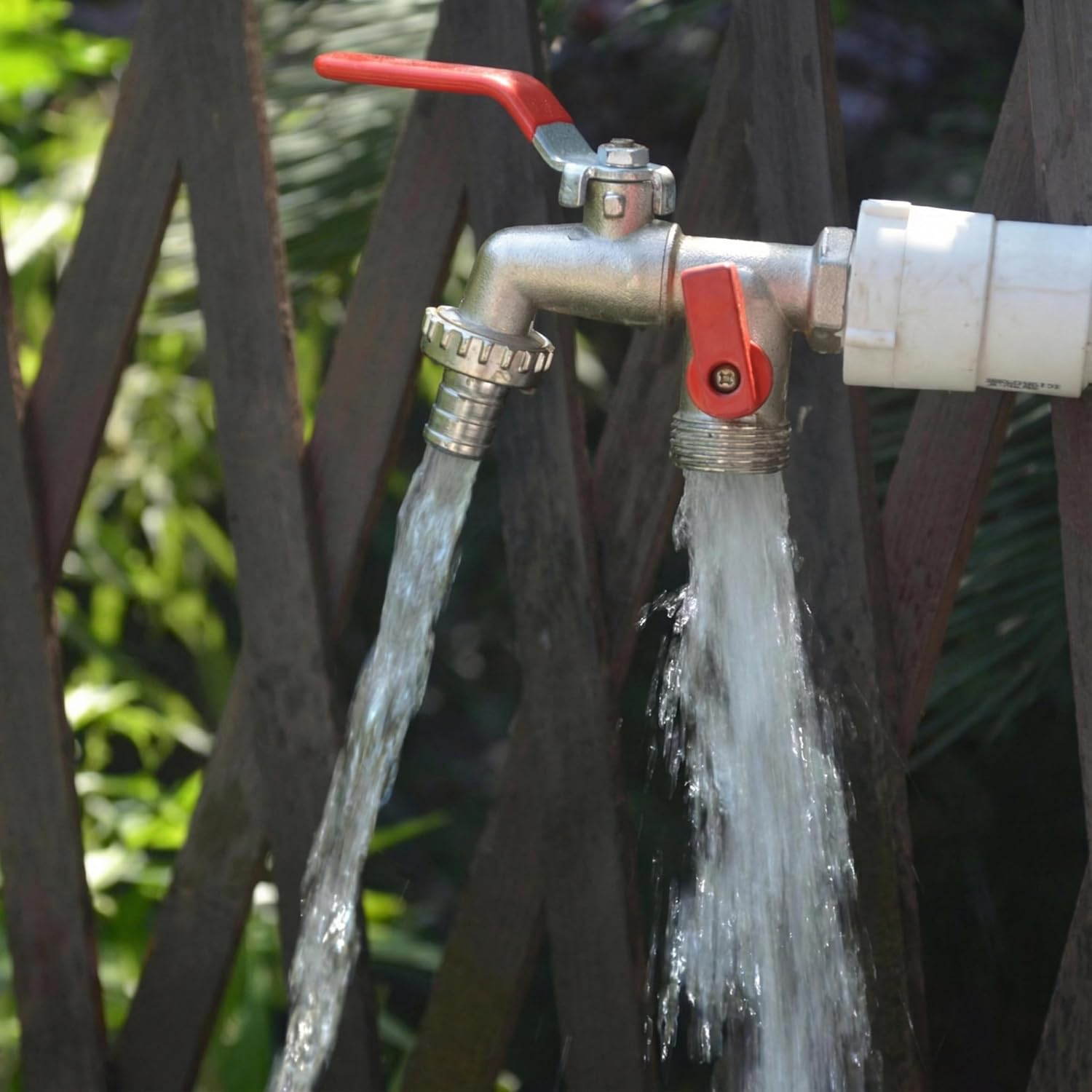 Stainless Steel Double Faucet with Two Outlets