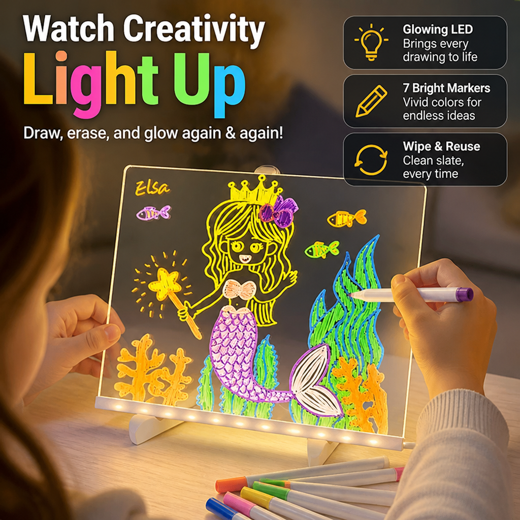 LumiSketch™ — Ignite Your Child’s Imagination with Mess-Free, Glowing Creativity