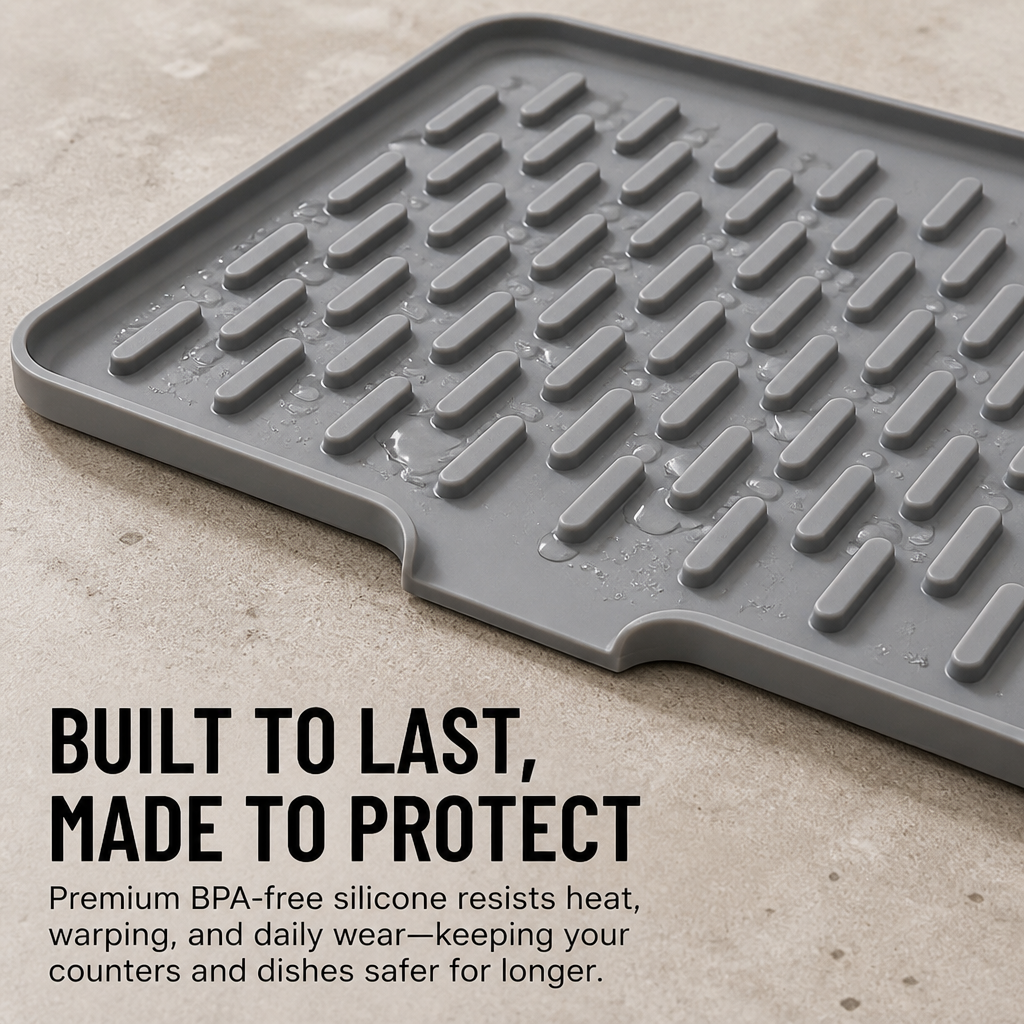 AquaGuard™ Mat — End Kitchen Chaos with Dry Counters and Safer Dishes Every Time