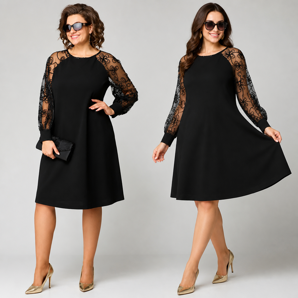 SeraphineLuxe™ Lace Patchwork Dress — Glide Through Your Day Wrapped in Confidence and Comfort