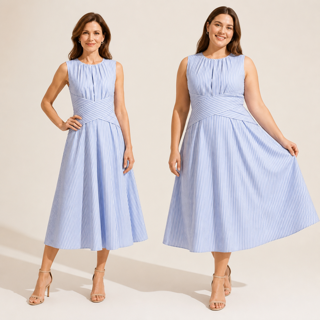 AzureLuxe™ Wrap Waist Midi Dress — Turn Heads with Effortless Cool Confidence