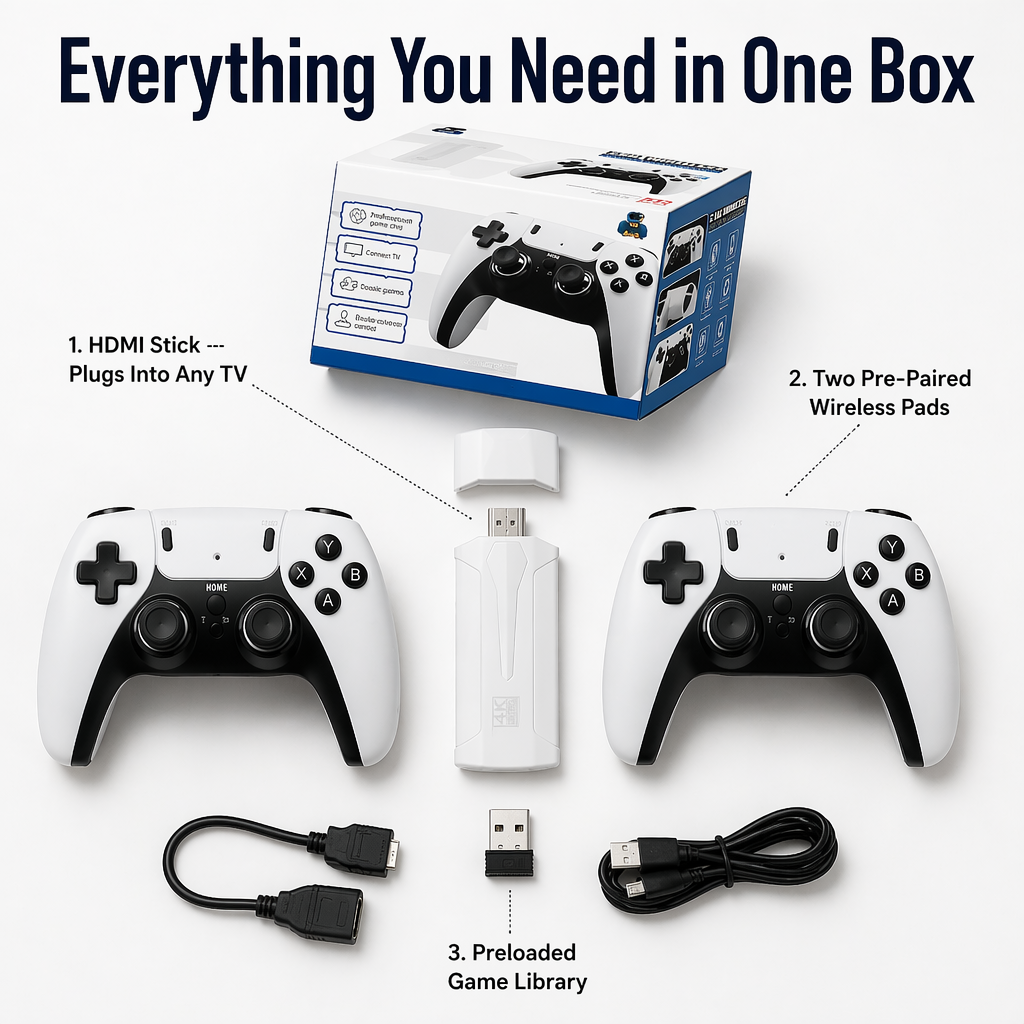 NovaArcade™ — Plug In, Pair Up, and Battle Through Thousands of Retro Classics