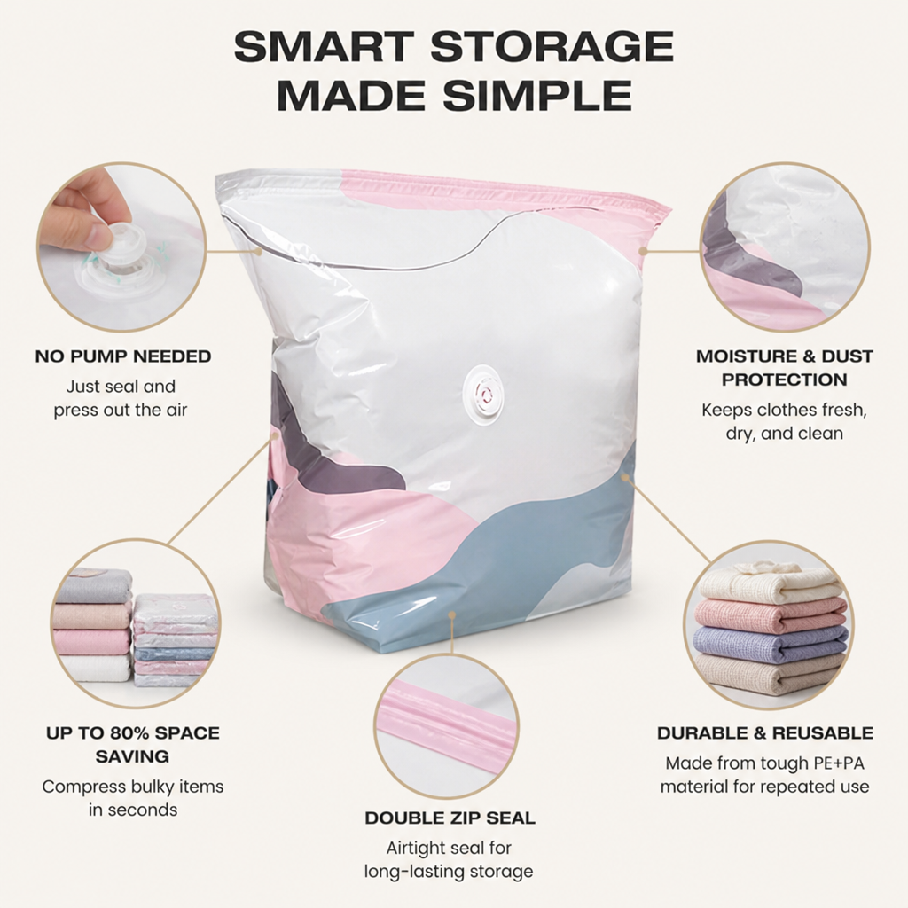 AirNest™ Vacuum Bags — Crush Clutter Instantly and Keep Your Clothes Fresh, Dry, and Safe