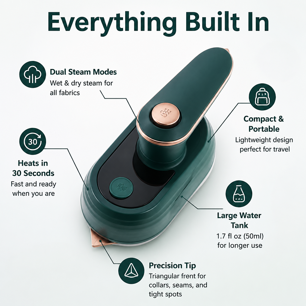 StylePulse™ — Press Out Travel Wrinkles in 30 Seconds, Anywhere You Land