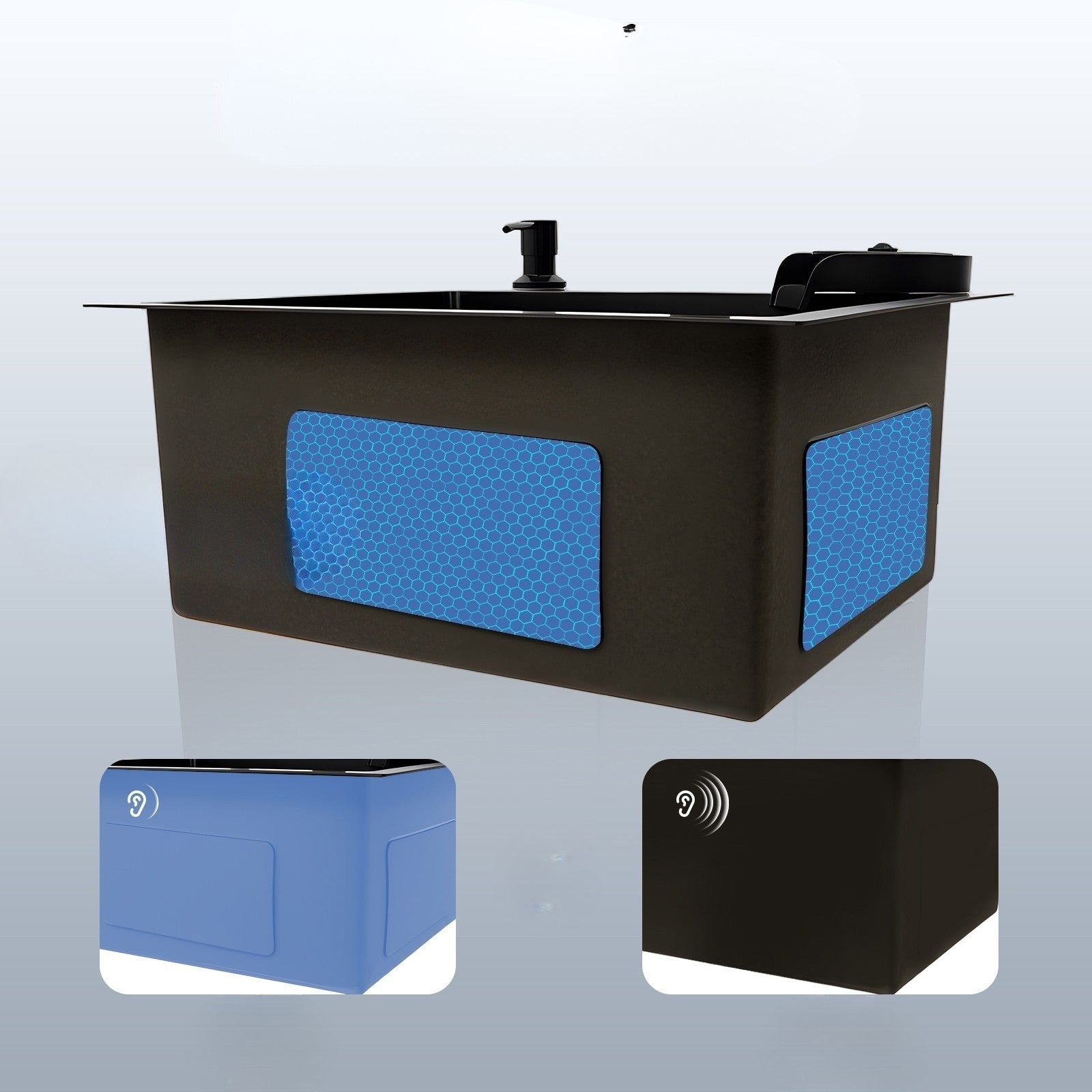 Black Stainless Steel Kitchen Sink with Integrated Accessories and Pull-Out Faucet