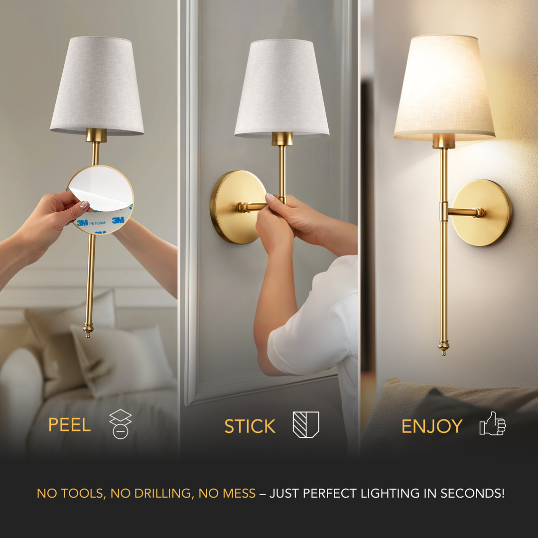 Cordless Wall Light with Remote – Drill-Free Installation
