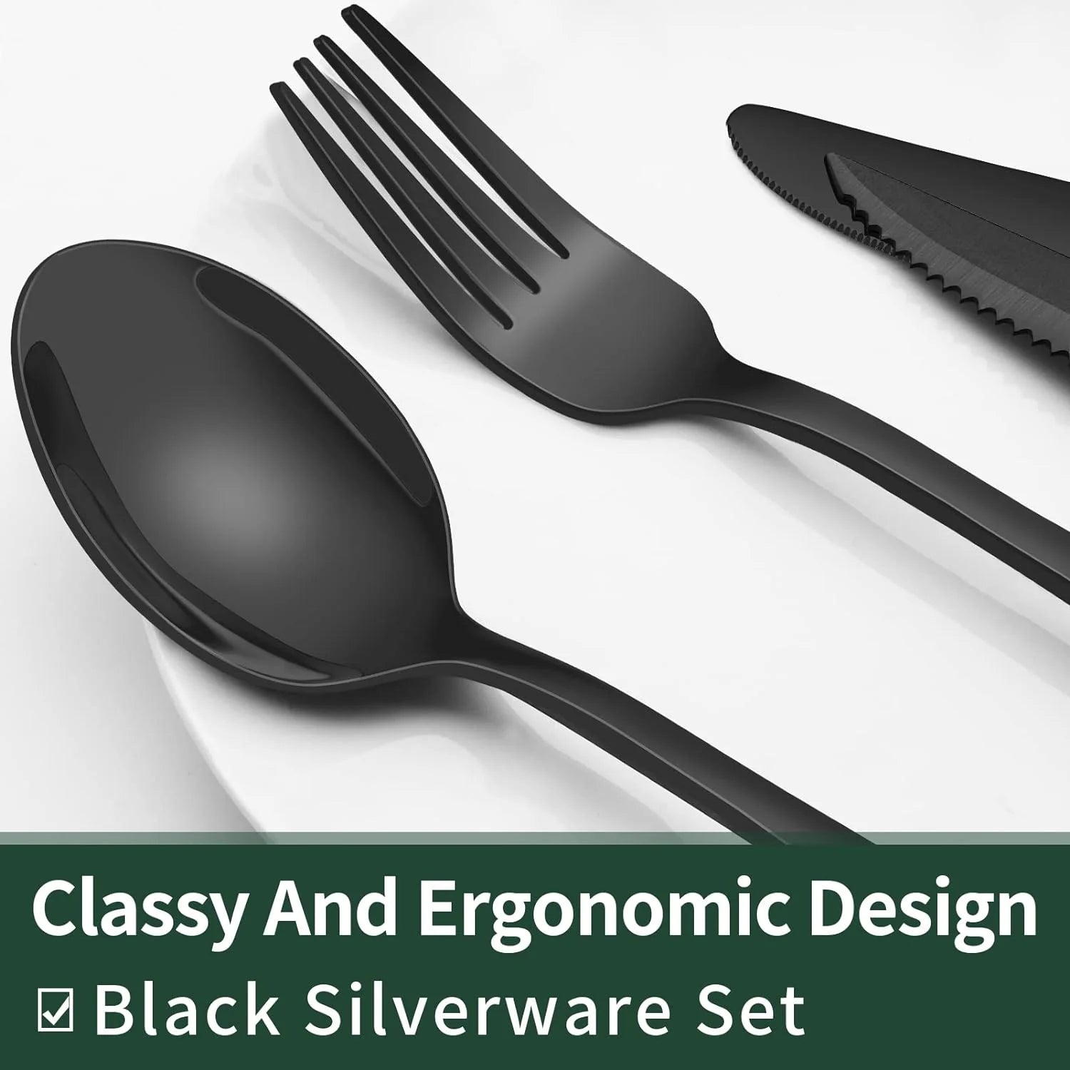 Matte Black Tableware Set - Elegant Organization for Every Dinner