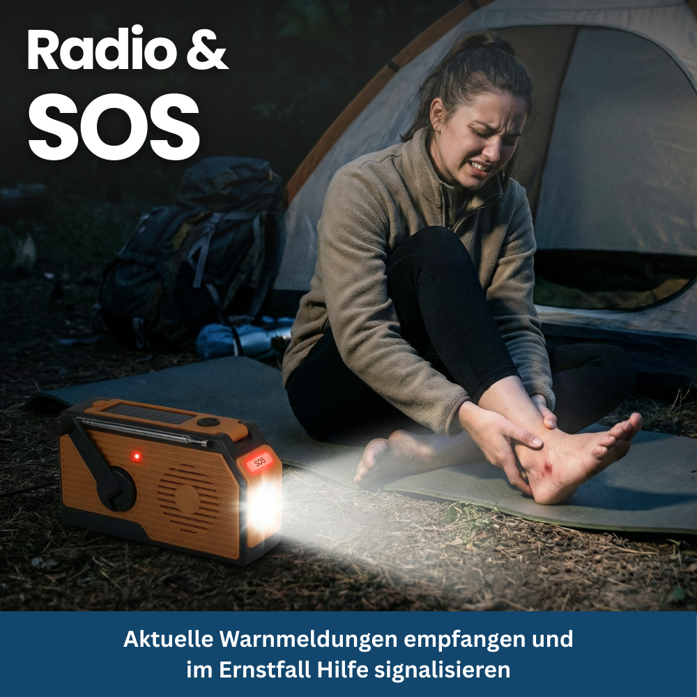 Solar-Powered 4-in-1 Emergency Radio with Battery Backup