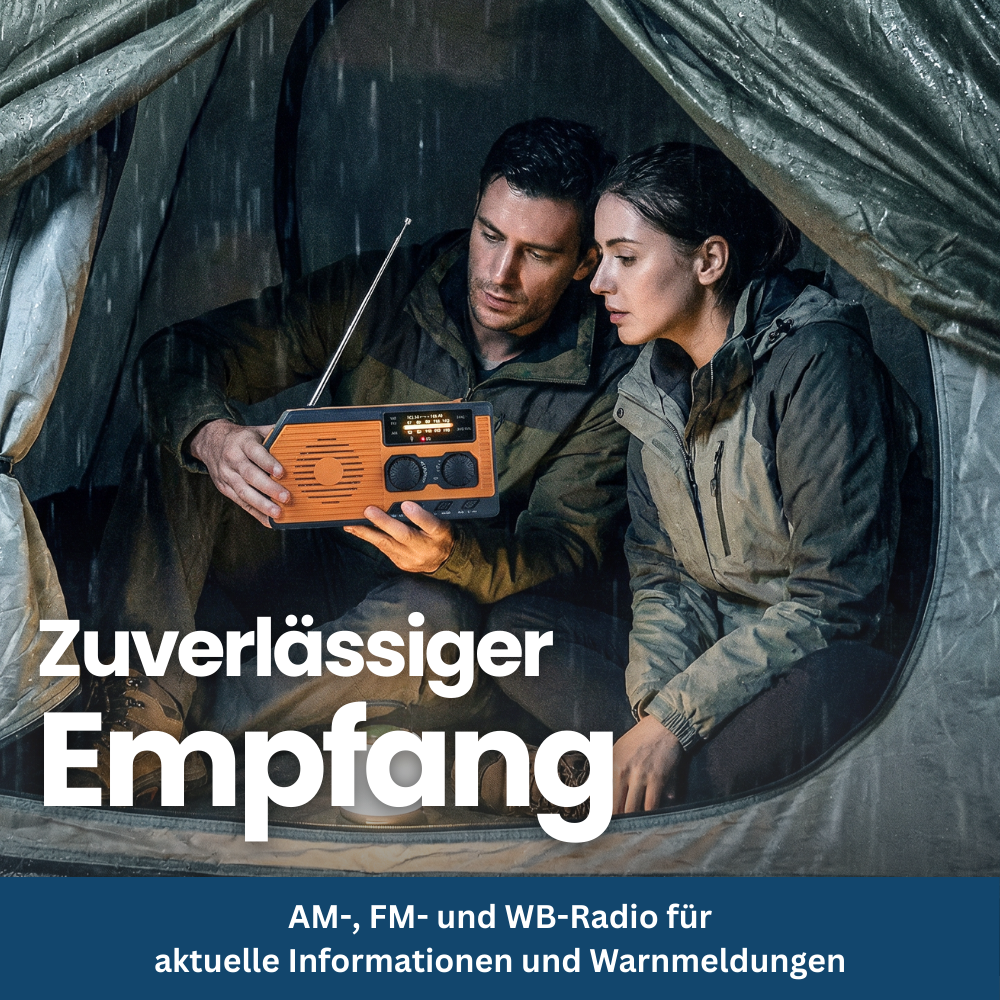 Solar-Powered 4-in-1 Emergency Radio with Battery Backup