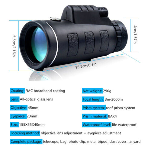 HD Monocular Telescope 40x60 with Tripod and Smartphone Holder