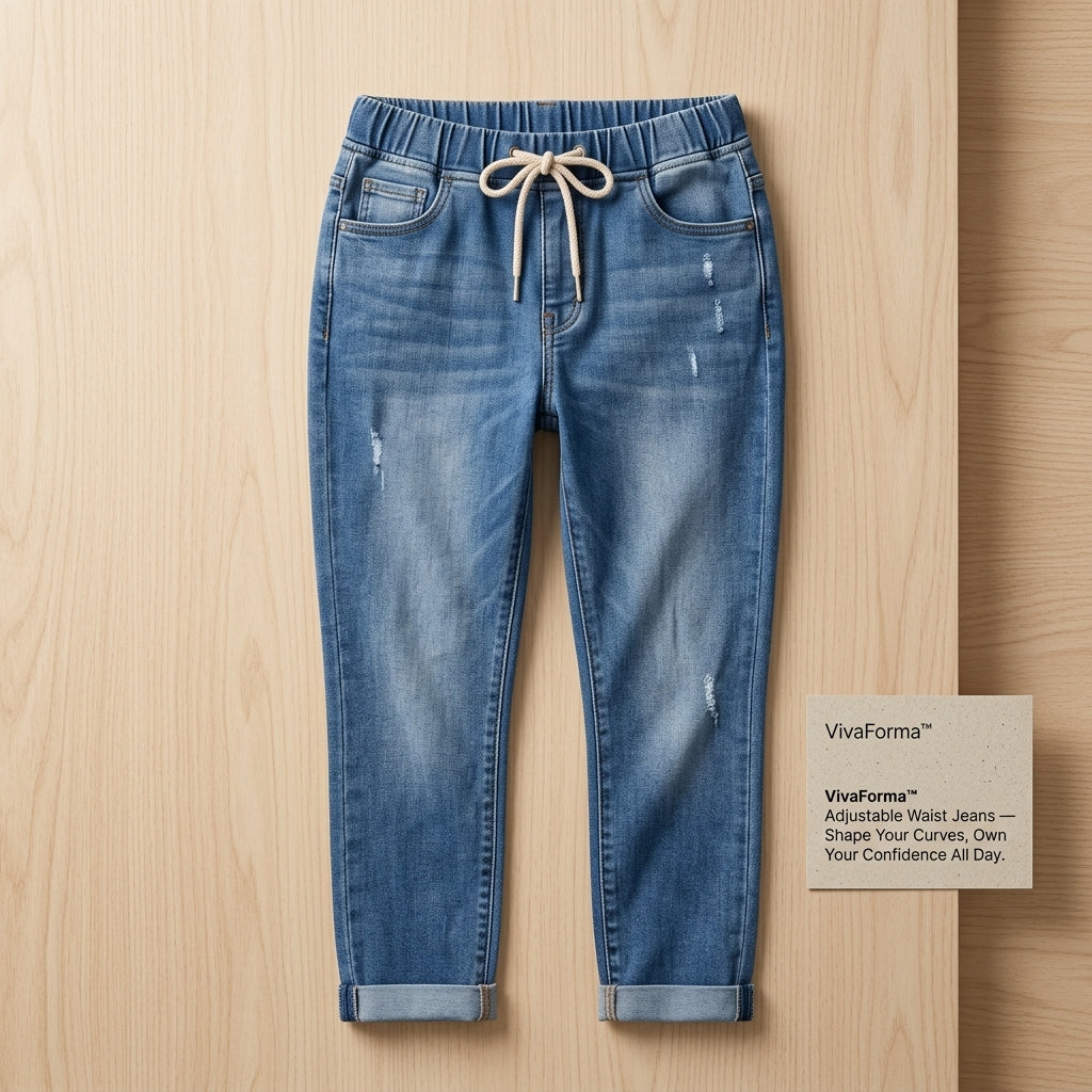 VivaForma™ – Relaxed Pull-On Stretch Jeans with Adjustable Drawstring Waist
