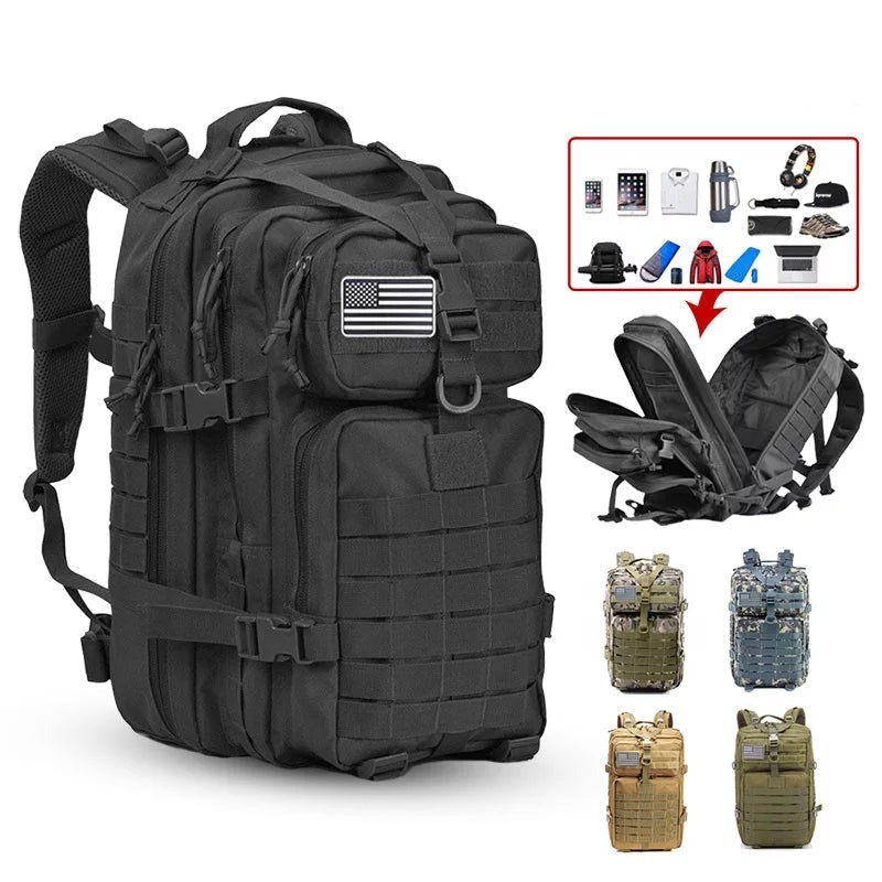 Military-Style Tactical Backpack Bag - 45L Waterproof Capacity