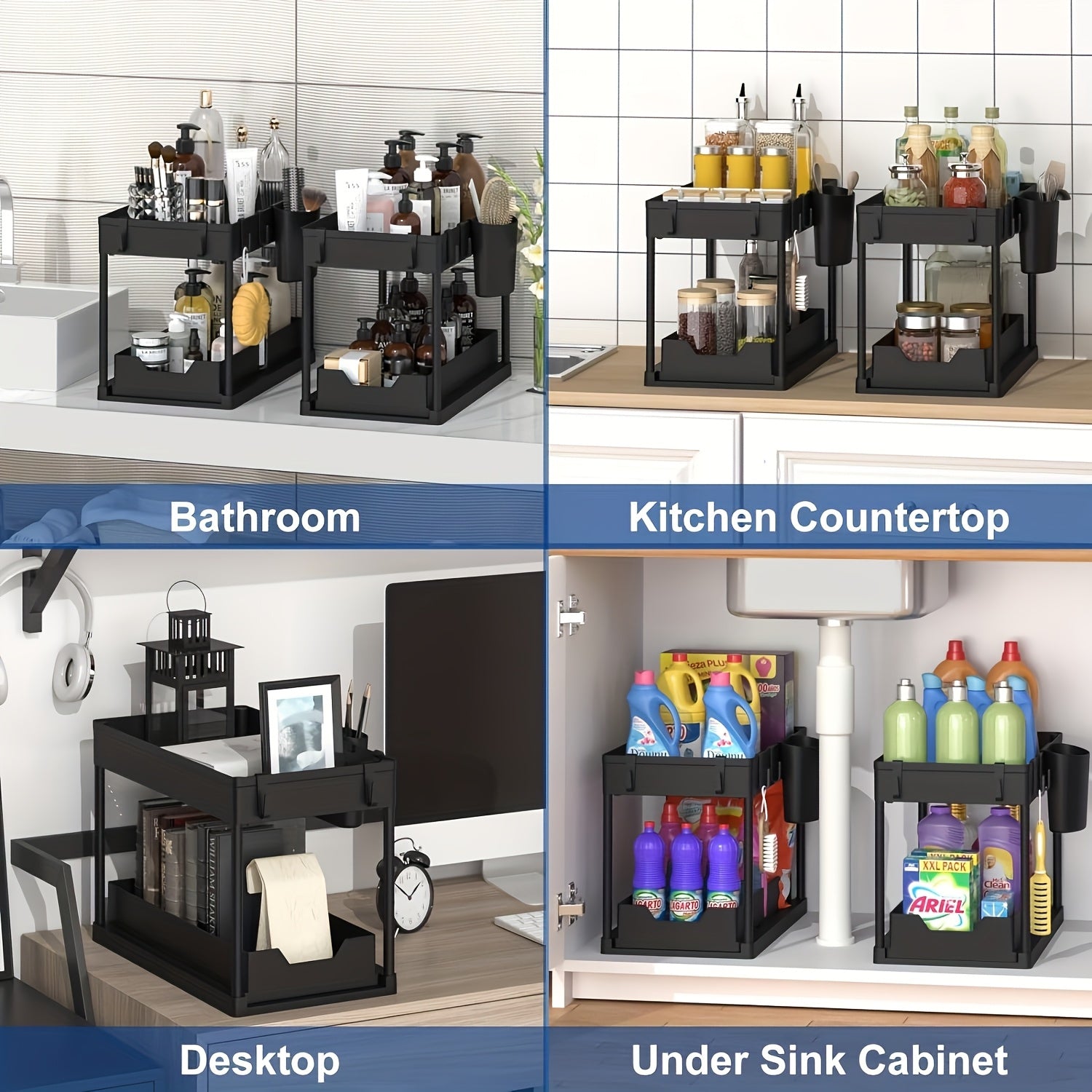 Expandable Under-Sink Cabinet Organizer