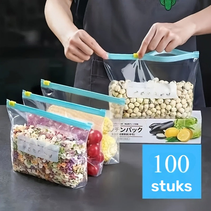 Set of 100 Zip Bags in 3 Sizes
