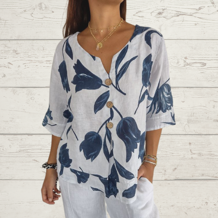 ZephyraLuxe™ Linen V-Neck Top — Stay Cool, Fresh, and Flawlessly Confident All Day