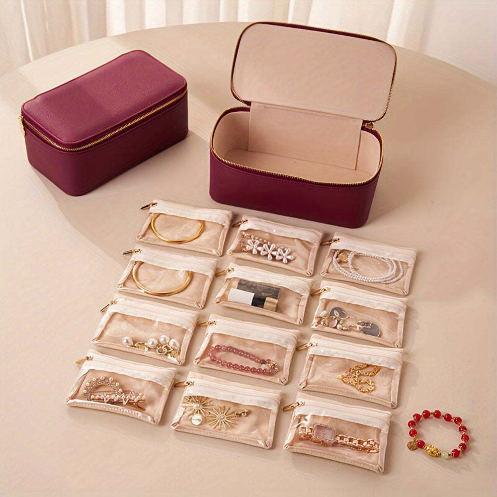 Jewelry Organizer Case | Detachable Velvet Pouch | Display Window | TravelGlam