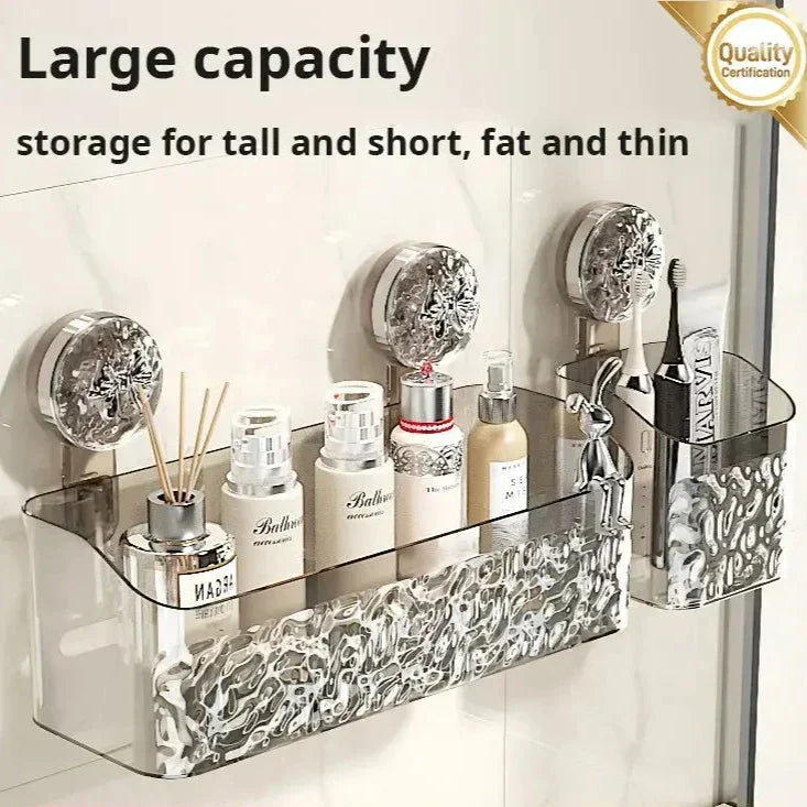Practical no-drill wall shelf for bathroom
