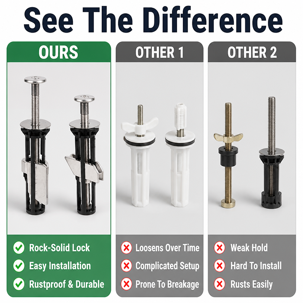 TiteLock™ Stainless Mounting Screws — Lock In Rock-Solid Toilet Seat Stability Every Time You Sit