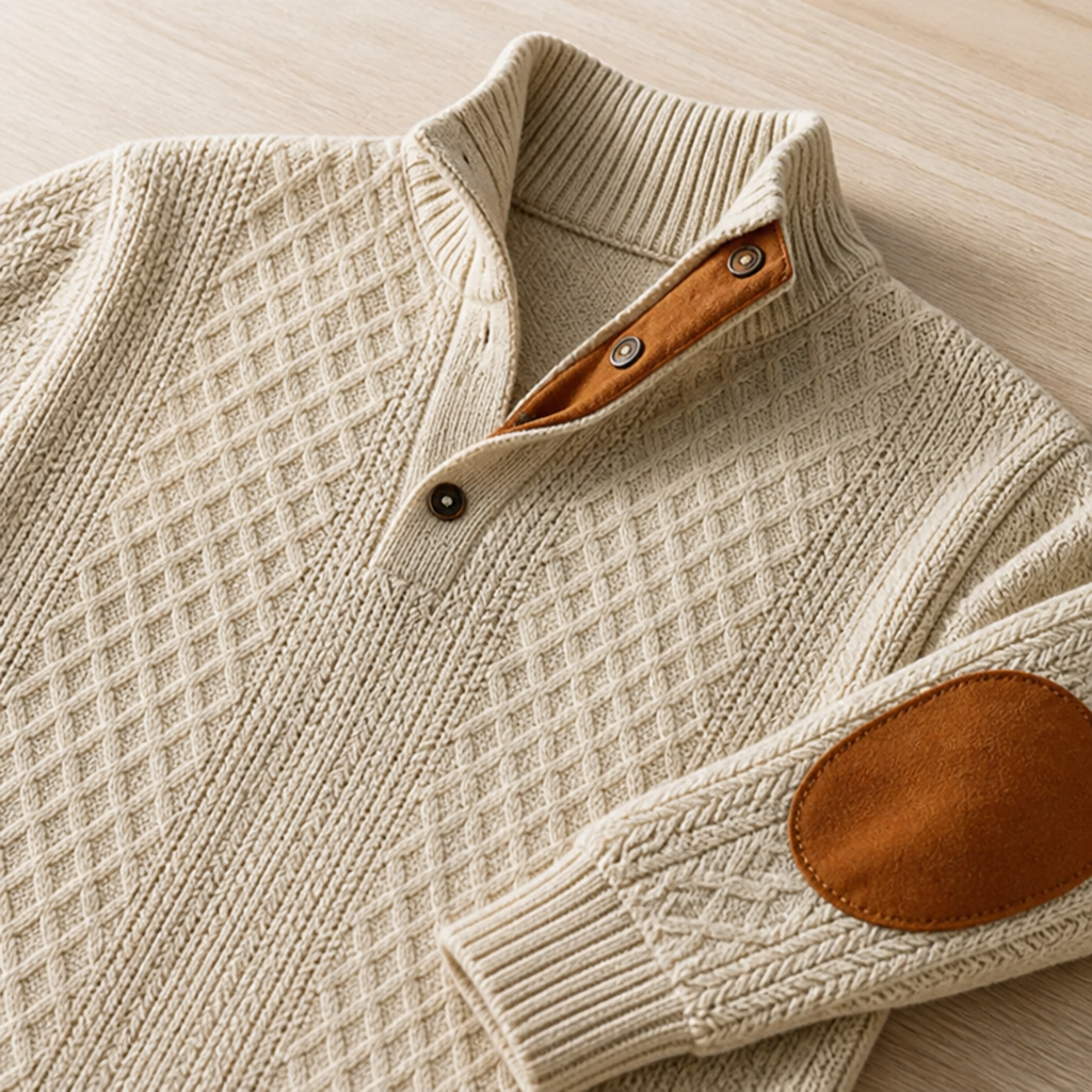 VeroLux™ Jacquard Collar Sweater — Command Every Room with Rugged Comfort and Sharp Style