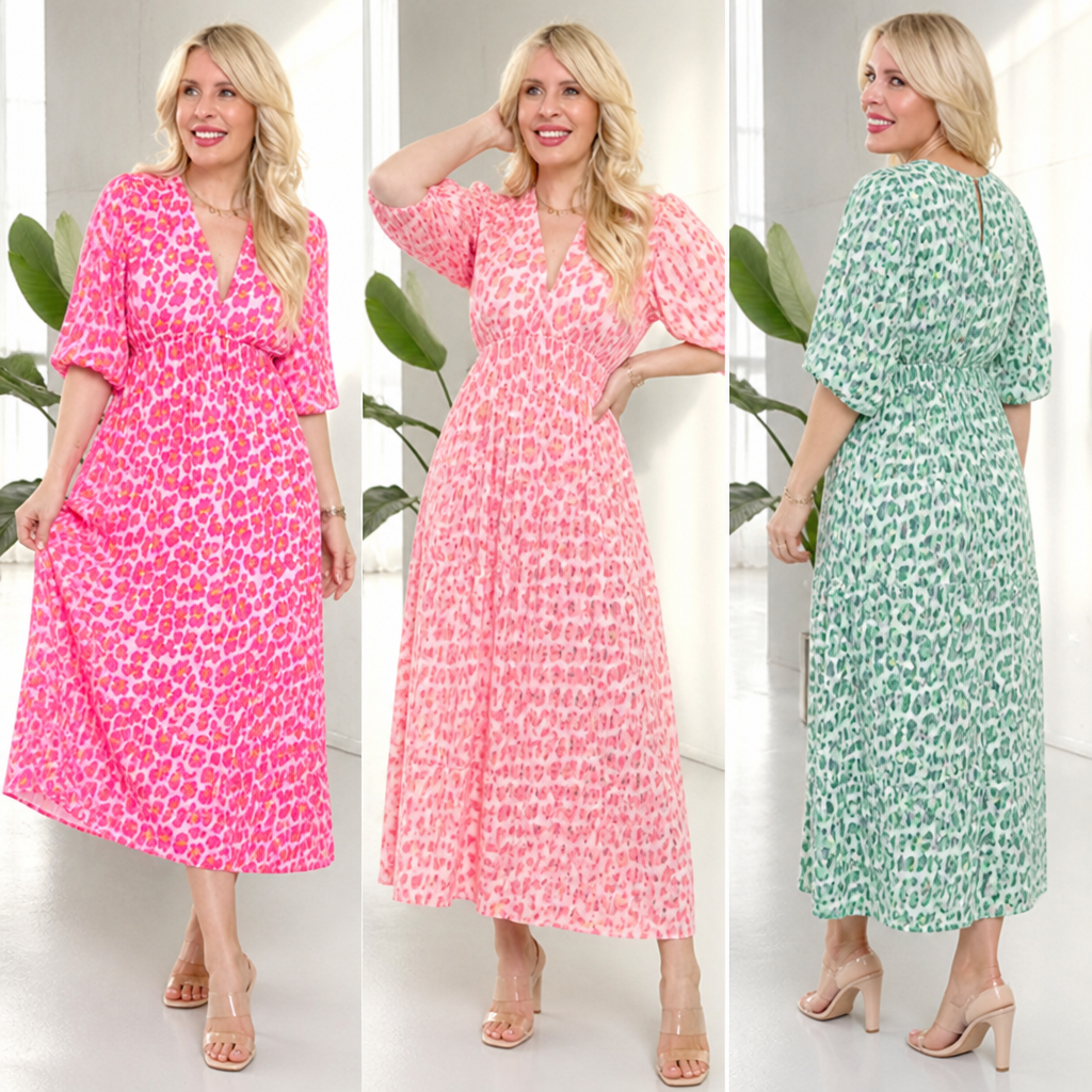 LuminaCharm™ Women’s V-Neck Printed Dress — Slip Into Confidence and Color That Celebrates Every Curve