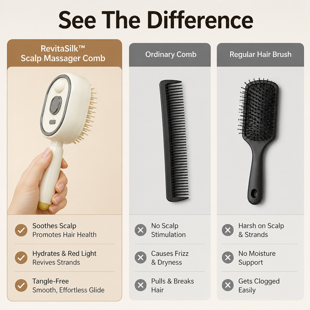 RevitaSilk™ Scalp Massager Comb — Turn Every Stroke into Silky, Stress-Free Hair Bliss