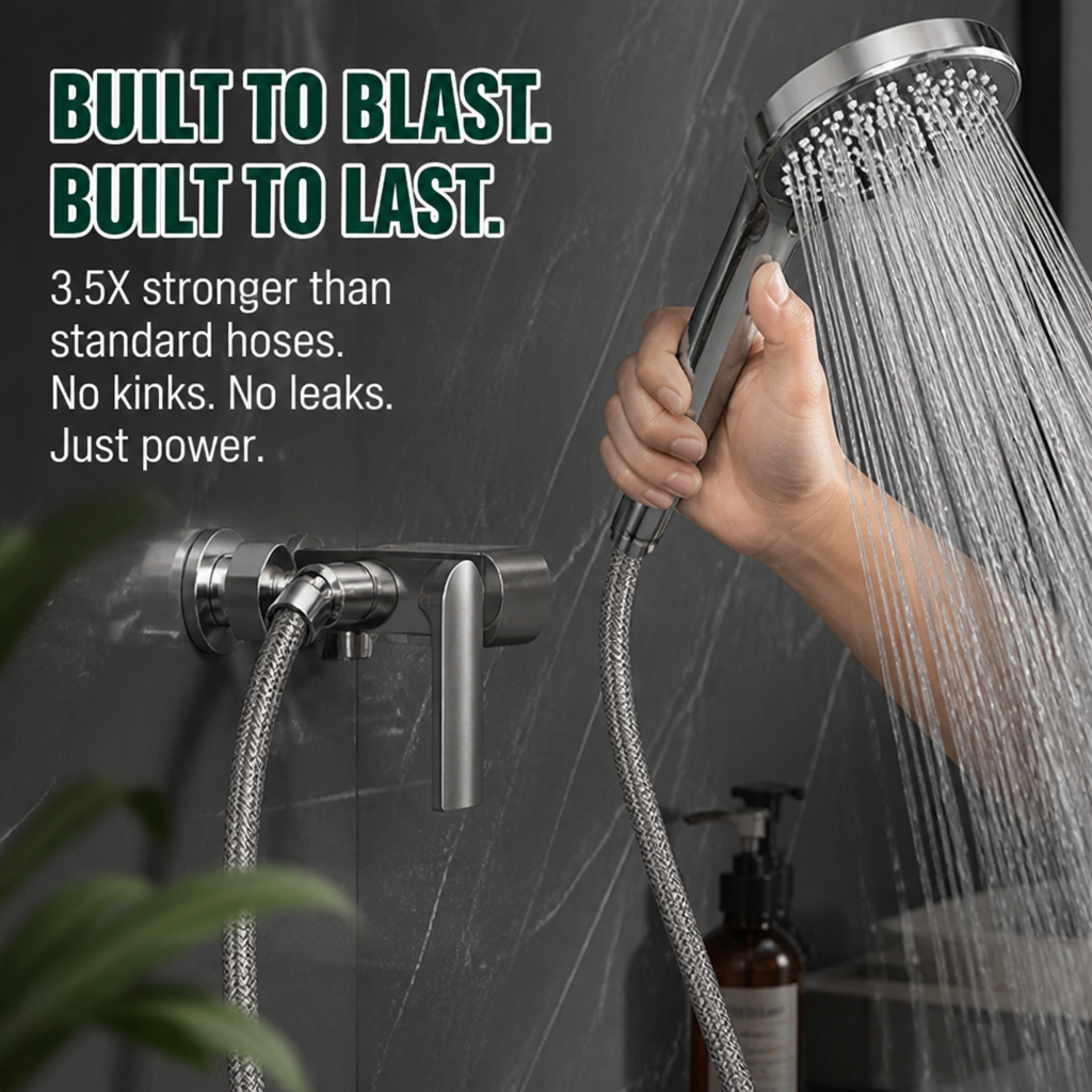 HydroForce™ Braided Shower Hose — Unleash a Leak-Free, Power-Packed Shower You’ll Crave Every Day