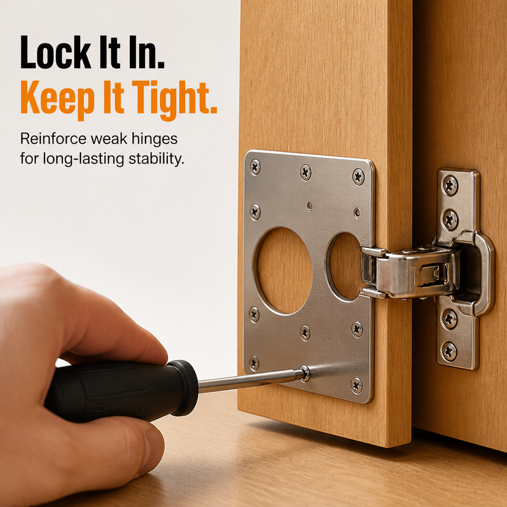 SecureHinge™ — Turn Wobbly Cabinet Doors into Rock-Solid Strength Instantly