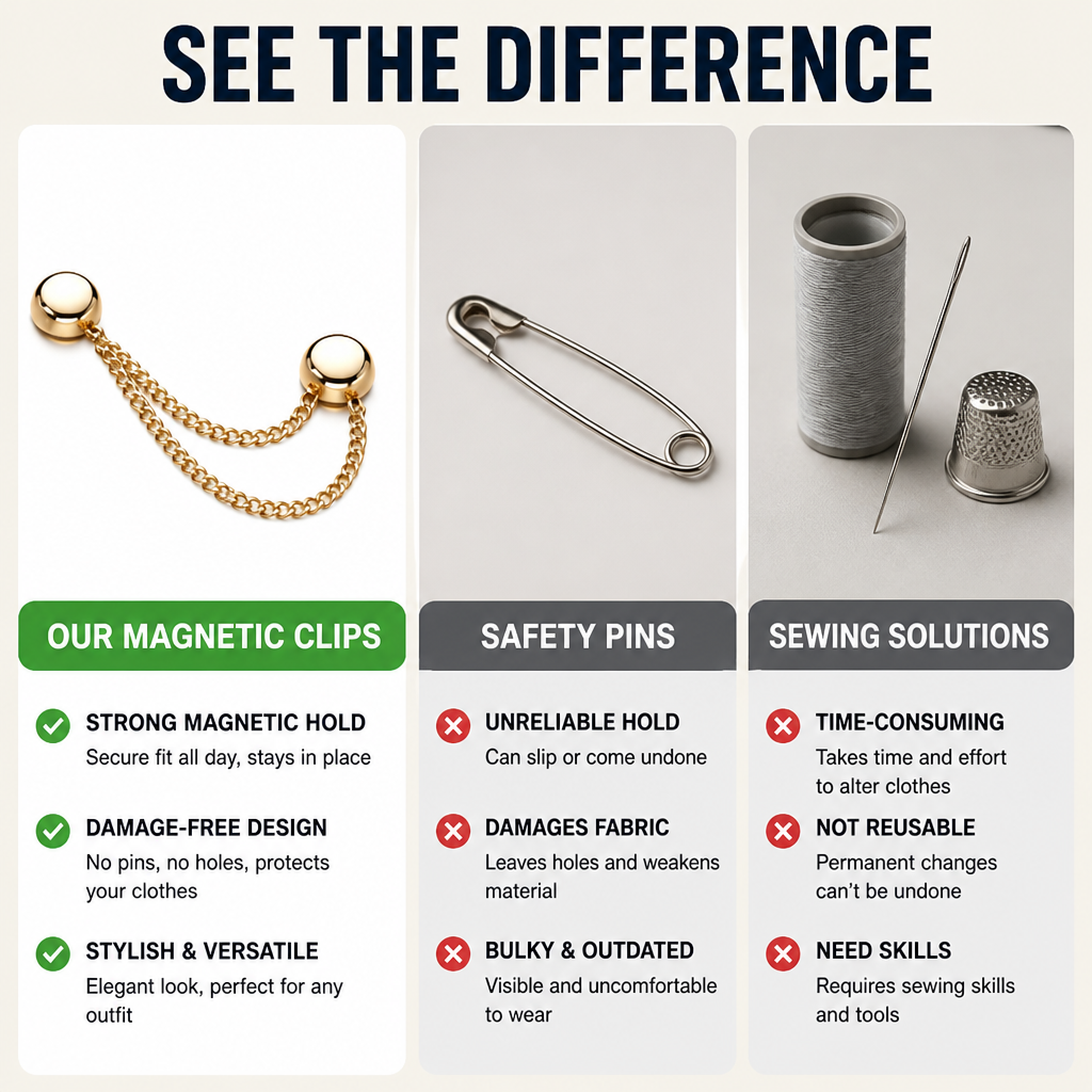 VeroLuxe™ Magnetic Clothing Clips — Instantly Transform Your Fit with Effortless, Damage-Free Style