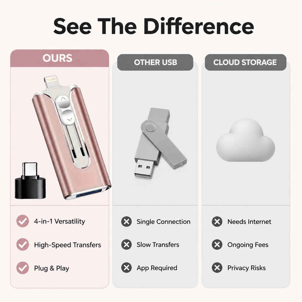 FlashNexa™ 4-in-1 Mobile U-Disk — Unlock Instant, Hassle-Free Storage Across All Your Devices