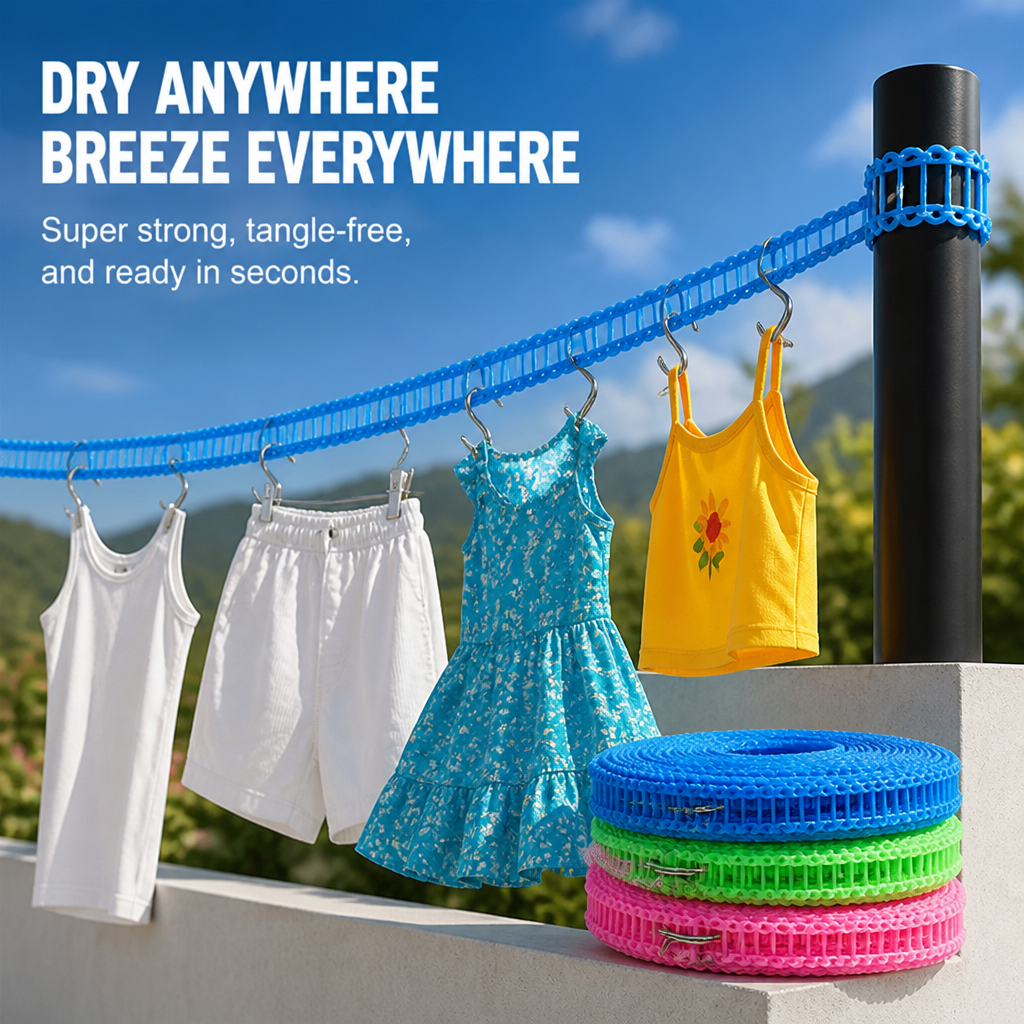 VentoDry™ Portable Clothesline — Keep Clothes Fresh, Crisp, and Perfect Anywhere You Hang It
