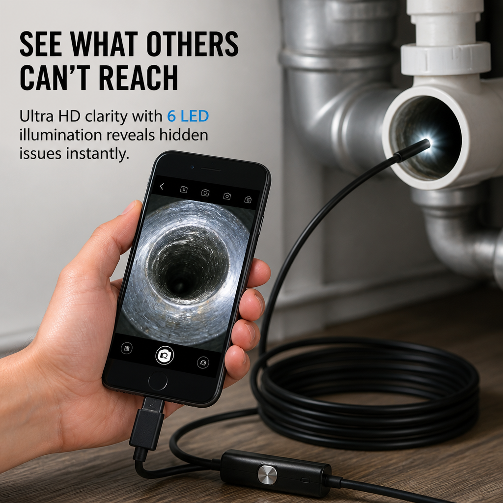 VisionPro™ Ultra HD Waterproof Endoscope — Spot Every Hidden Flaw with Rock-Solid Clarity and Durability