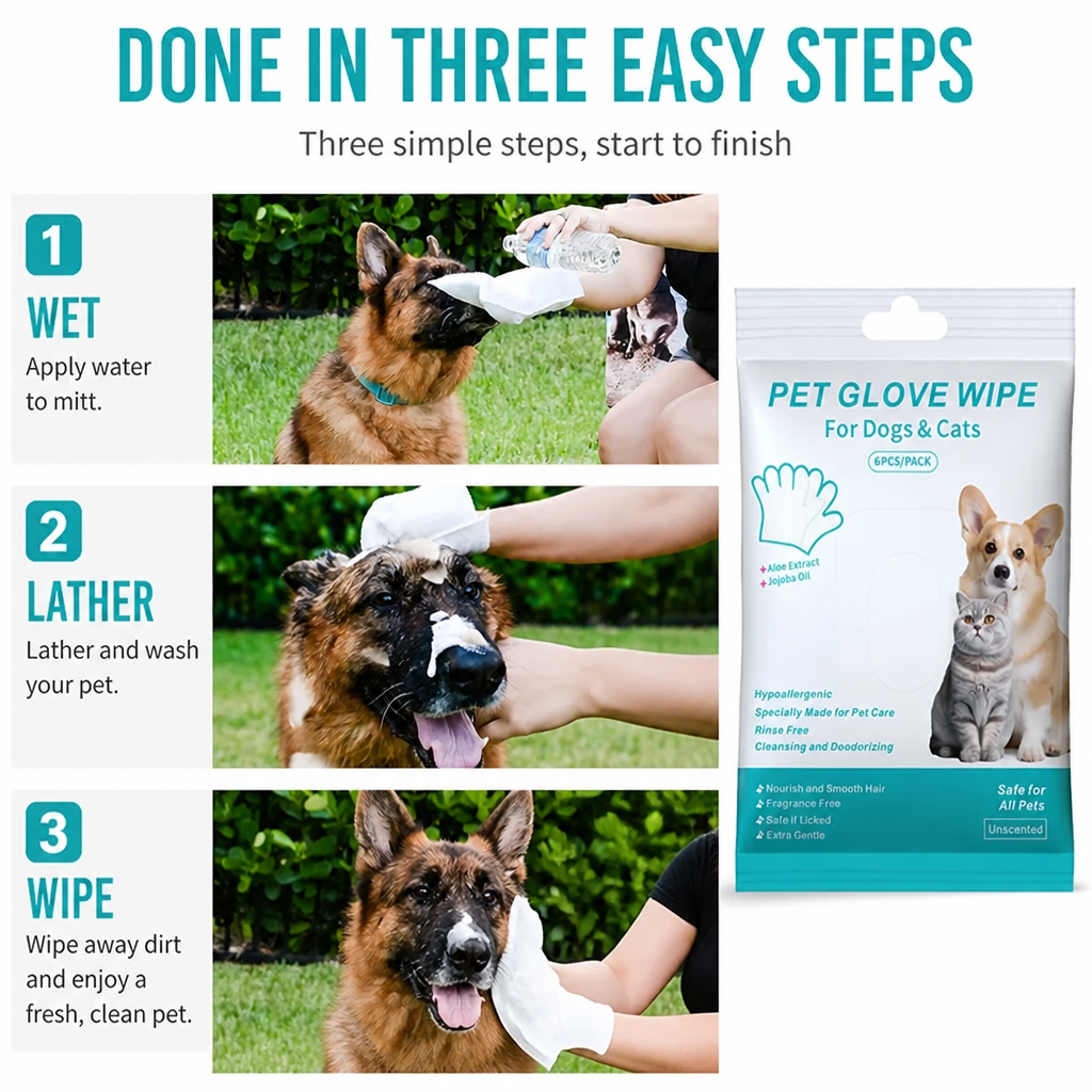 GlidePaw™ Rinse-Free Bath Mitts — Calm Your Dog’s Skin and Spark Instant Freshness Anywhere