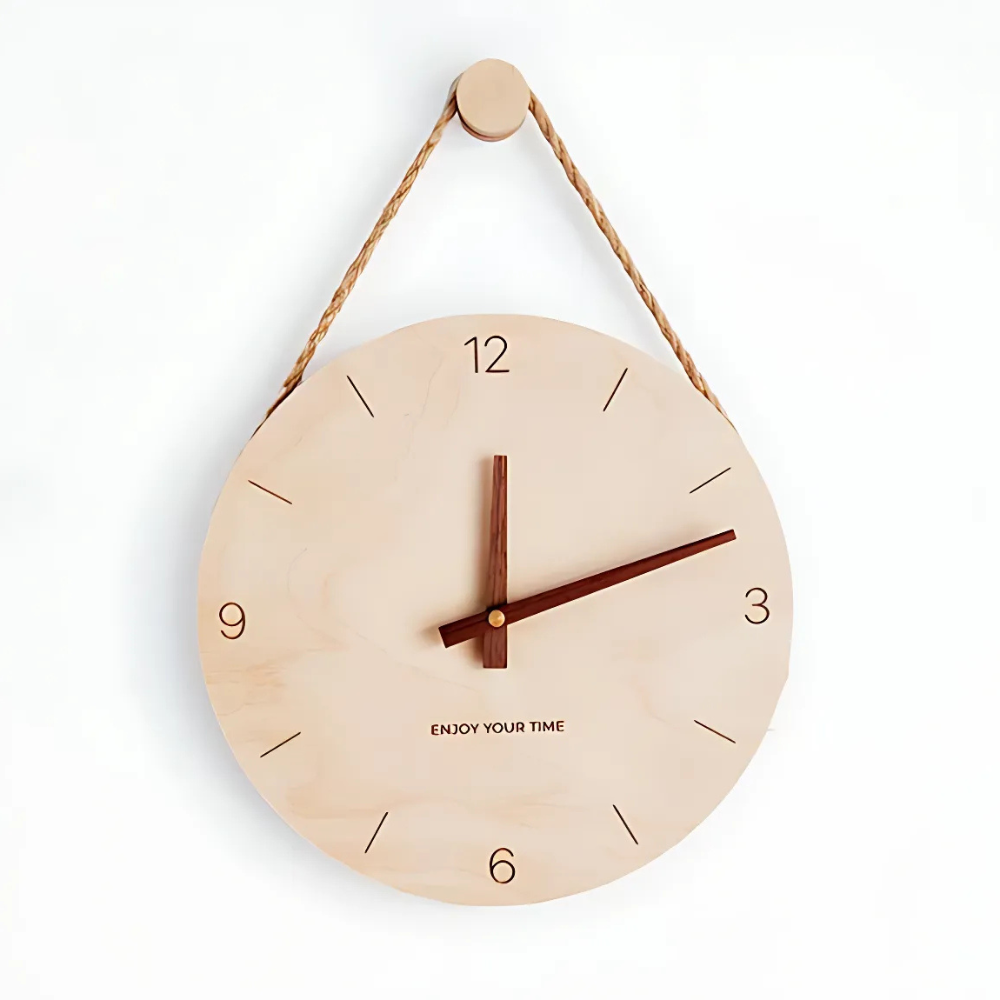Silent Movement Wooden Wall Clock with Blank Dial