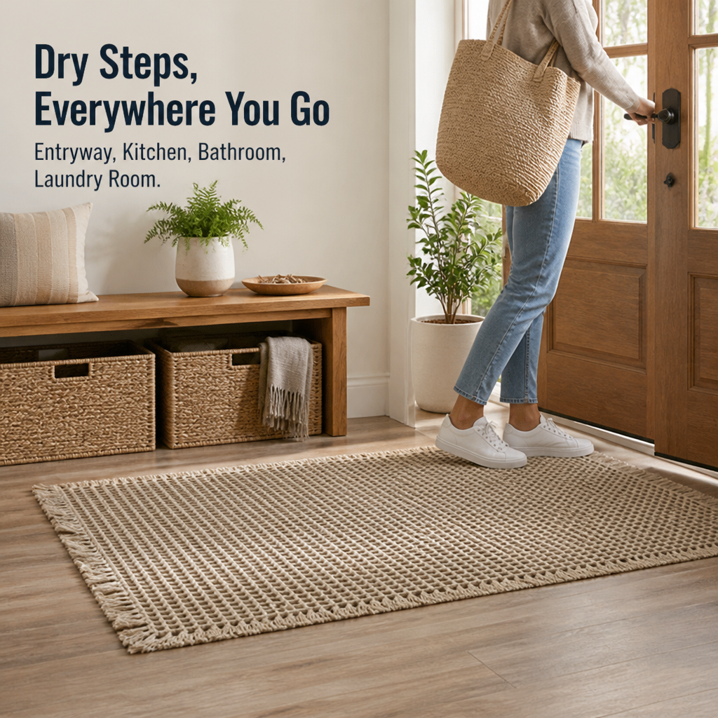 AquaSilk™ Waffle Bath Mat — Step onto Instant Dryness and Cozy Safety Every Time