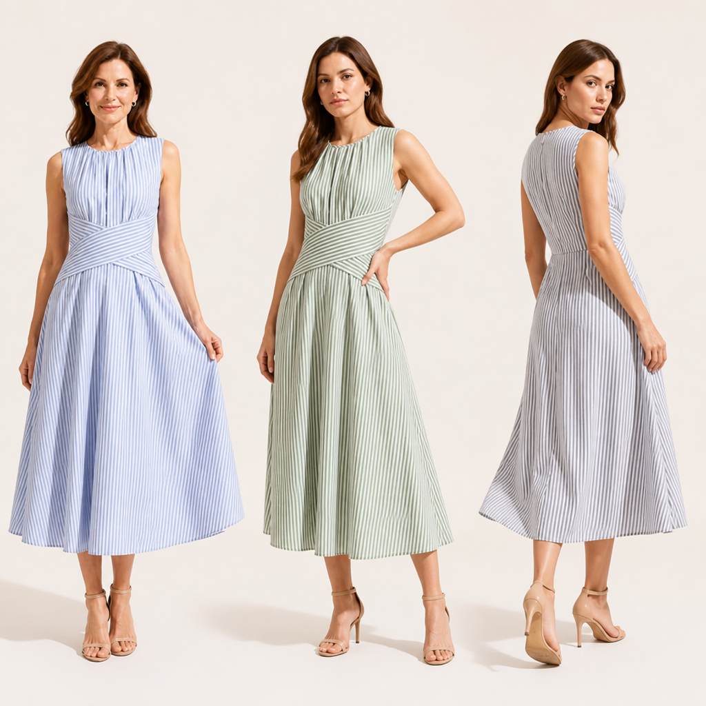 AzureLuxe™ Wrap Waist Midi Dress — Turn Heads with Effortless Cool Confidence