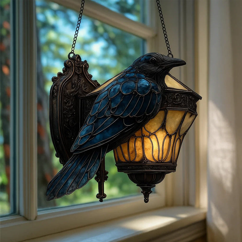 Gothic Raven Window Decoration with Light Reflection Effect