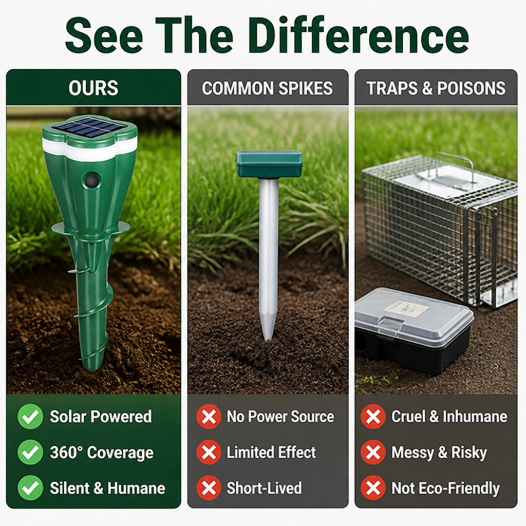 TerraGuard™ — Silent, Solar-Powered Shield That Saves Your Garden from Burrowing Pests