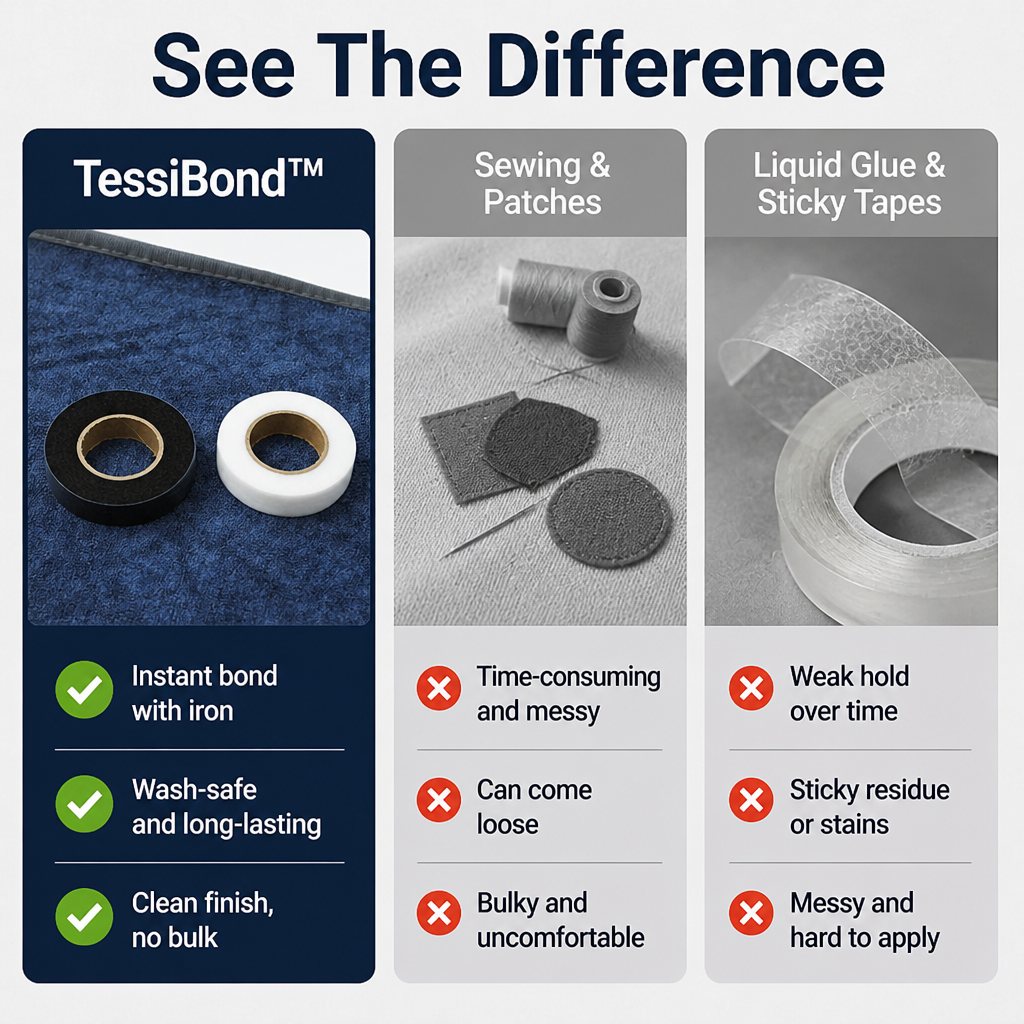 TessiBond™ — Fix Fabrics Instantly with Rock-Solid, No-Sew Confidence