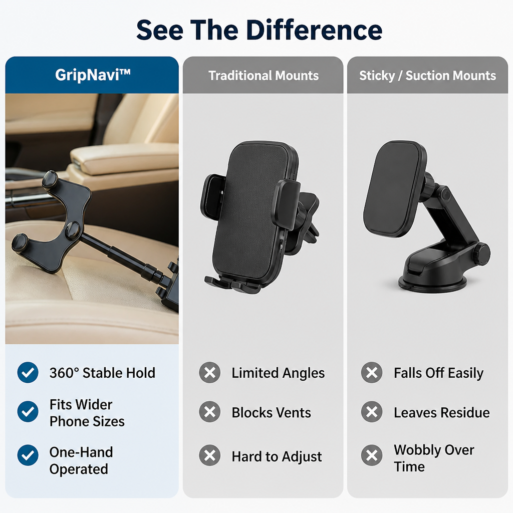 GripNavi™ — Drive Safer and Stay Fully In Control with a Rock-Solid Phone Hold